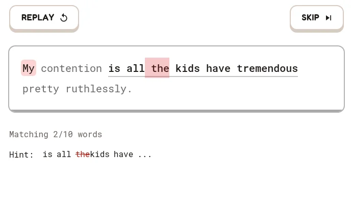 The extra word the is crossed out