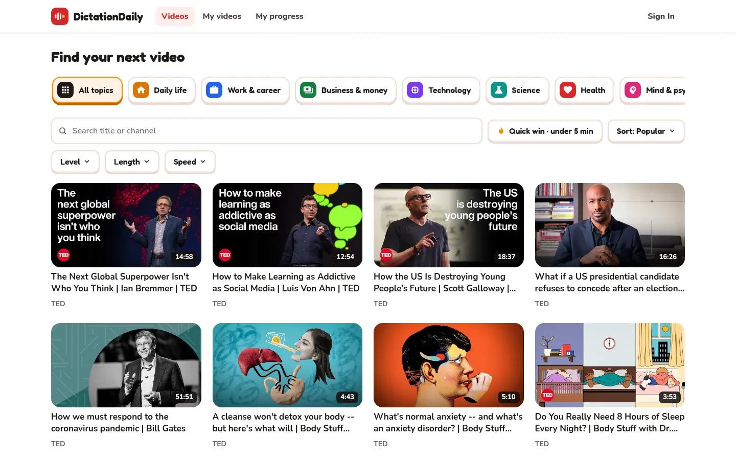 Choose a video